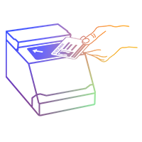 Symbol das einen Ausweisscanner zeigt auf den ein Personalausweis gelegt wird