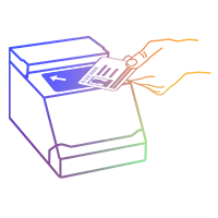 Symbol das einen Ausweisscanner zeigt auf den ein Personalausweis gelegt wird