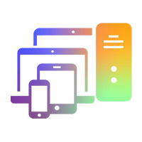 Symbol verschiedener Ger&auml;te wie PC, Laptop, Tablet und Smartphone