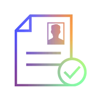 S&iacute;mbolo en color Documento con foto de perfil, texto estilizado y marca de verificaci&oacute;n verde.