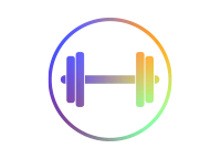 Rundes Icon mit Farbverlauf zeigt eine Hantel.