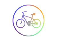 Rundes Icon mit Farbverlauf zeigt ein Fahrrad.