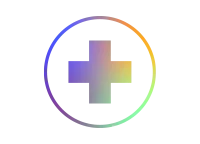 Rundes Icon mit Farbverlauf zeigt ein Pluszeichen.