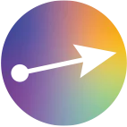 Rundes Icon mit Farbverlauf zeigt einen Punkt mit Pfeil nach rechts.