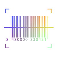 C&oacute;digo de barras coloreado con la secuencia num&eacute;rica "8 480000 330451", enmarcado por cuatro esquinas de marcado coloreadas.