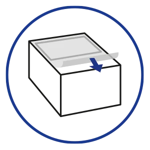 Dibujo de un esc&aacute;ner de pasaportes DESKO sobre el que se coloca una pel&iacute;cula transparente.