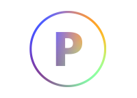 Rundes Icon mit Farbverlauf zeigt den Buchstaben „P“ als Symbol für Parkplatz, Parken oder Parkberechtigung.