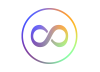 Icon mit Unendlichkeitszeichen in Farbverlauf innerhalb eines Kreises.