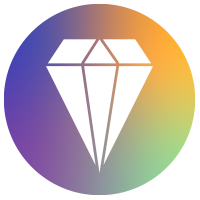 Gemstone icon with a colourful gradient – sapphire with high scratch resistance
