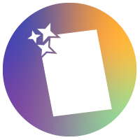 Icon with a colour gradient – glass pane with brilliant stars