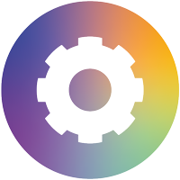 Icon with a colour gradient and a cogwheel