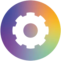 Icono con degradado de color: rueda dentada