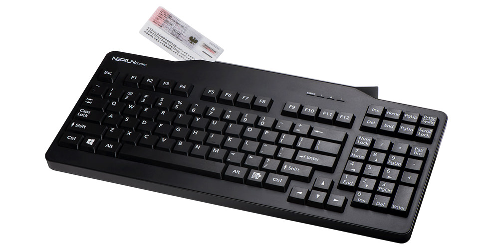 DESKO NEPTUN chrom® keyboard with swipe reader