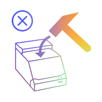 Repr&eacute;sentation stylis&eacute;e d'un appareil avec une fl&egrave;che et un symbole en forme de croix, qui indique une mauvaise manipulation ou une utilisation inappropri&eacute;e.